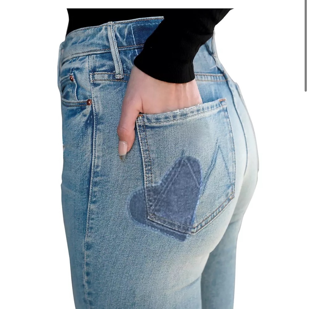 MOTHER The Button Fly Dazzler Ankle I Confess Heart Pocket Denim 28